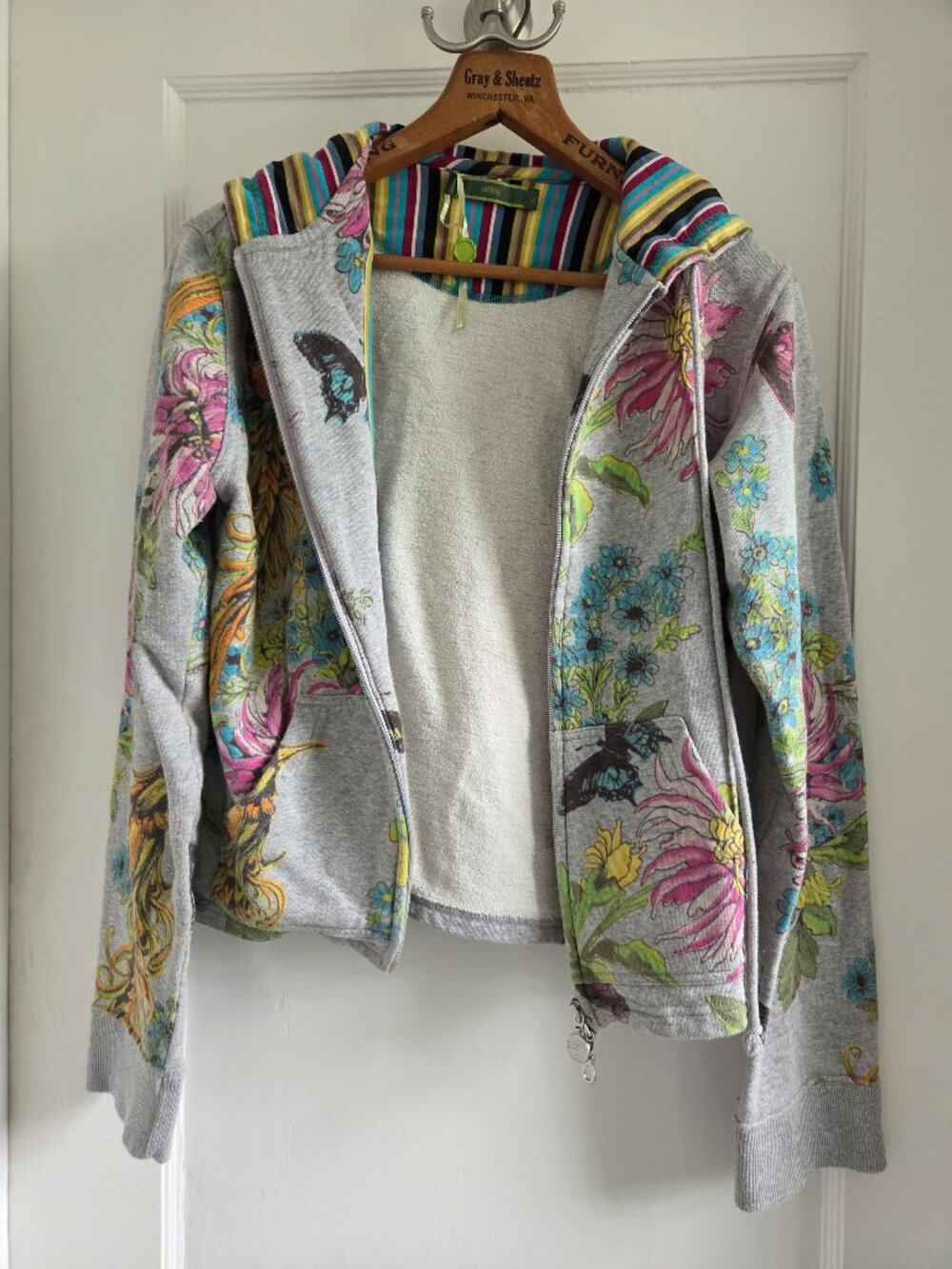 OILILY Floral Printed Hoodie SWEATSHIRT Woman's Size XL